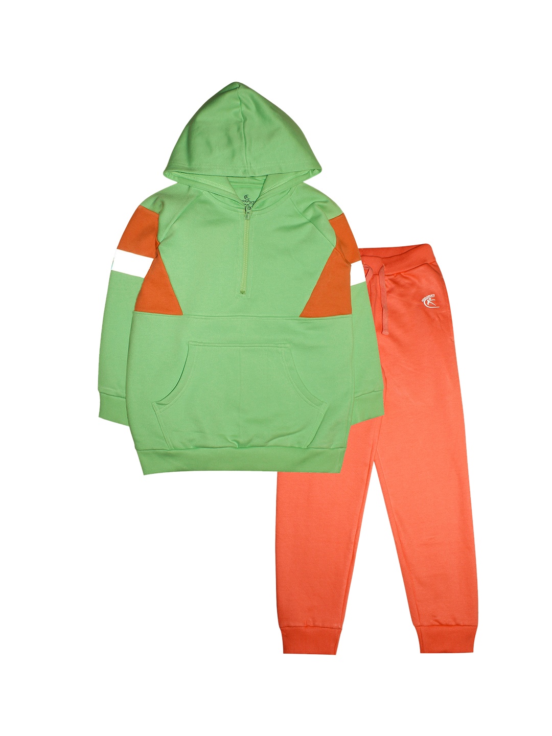 

KiddoPanti Kids Green Solid Pure Cotton Tracksuit