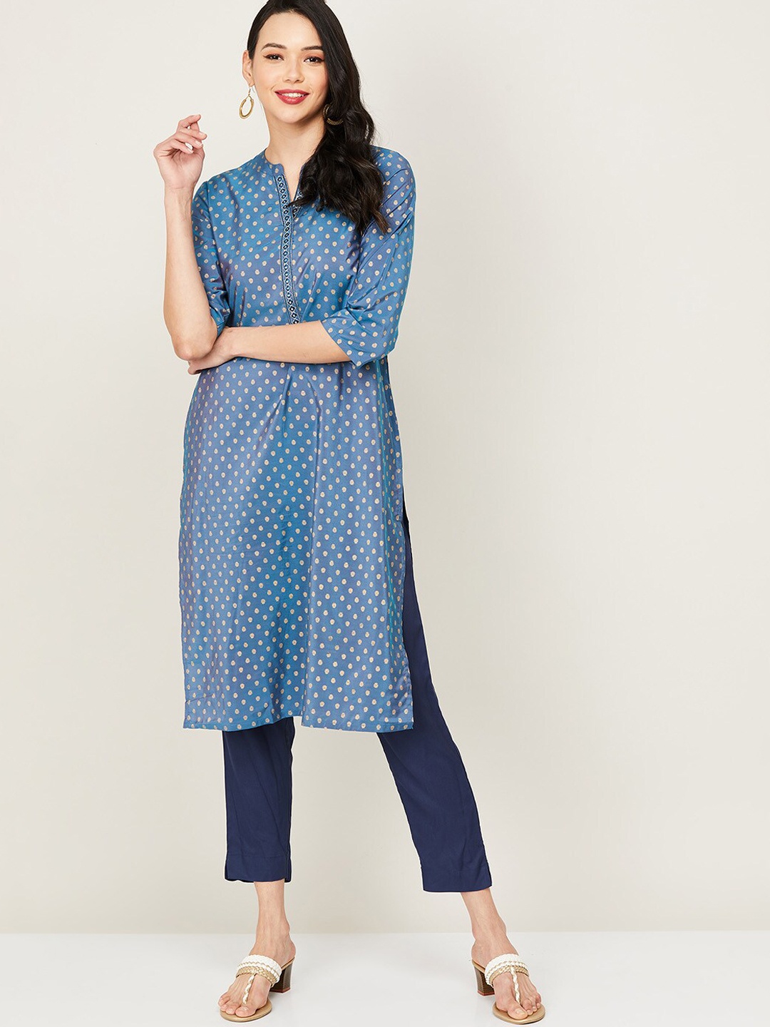 

Melange by Lifestyle Women Blue Ethnic Motifs Kurta