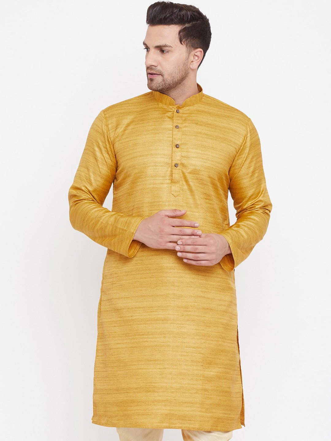 

VASTRAMAY Men Mustard Yellow Kurta
