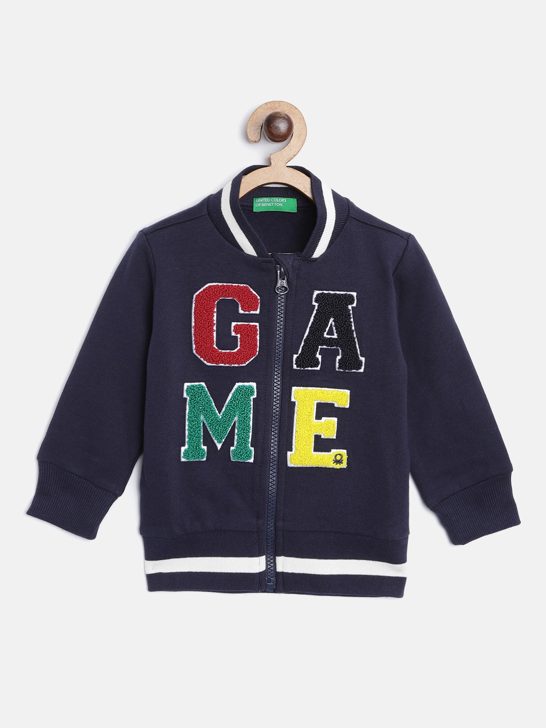 

United Colors of Benetton Boys Navy Blue Cotton Applique Detail Sweatshirt