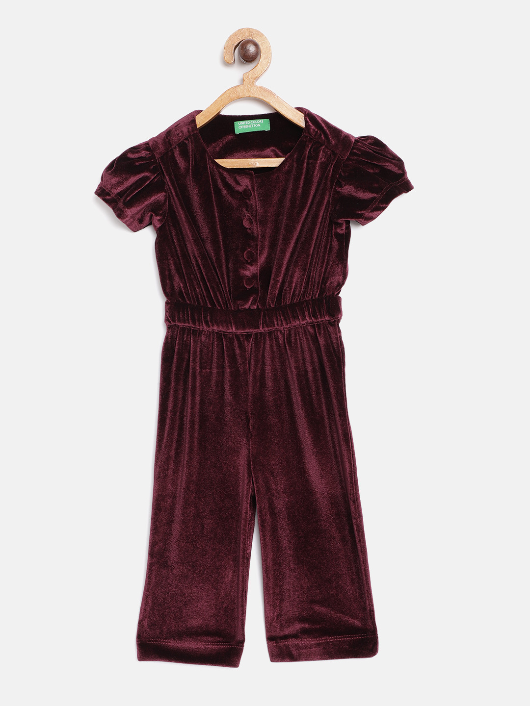

United Colors of Benetton Girls Burgundy Velvet Jumpsuit