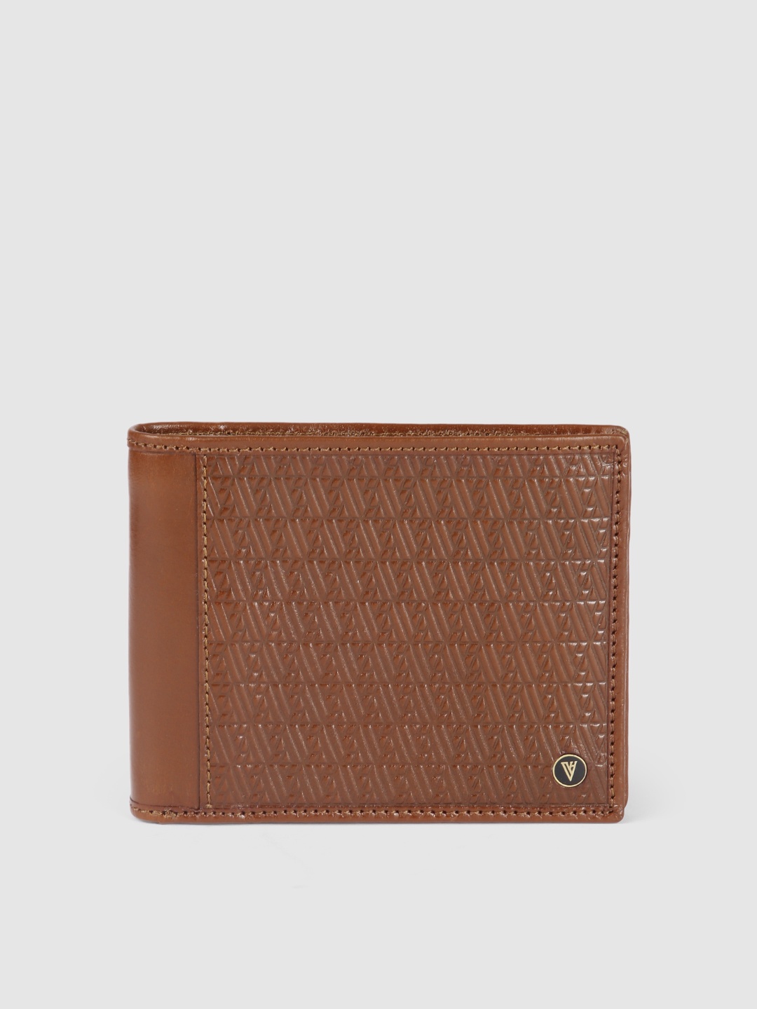 

Van Heusen Men Brown Typography Textured Leather Two Fold Wallet