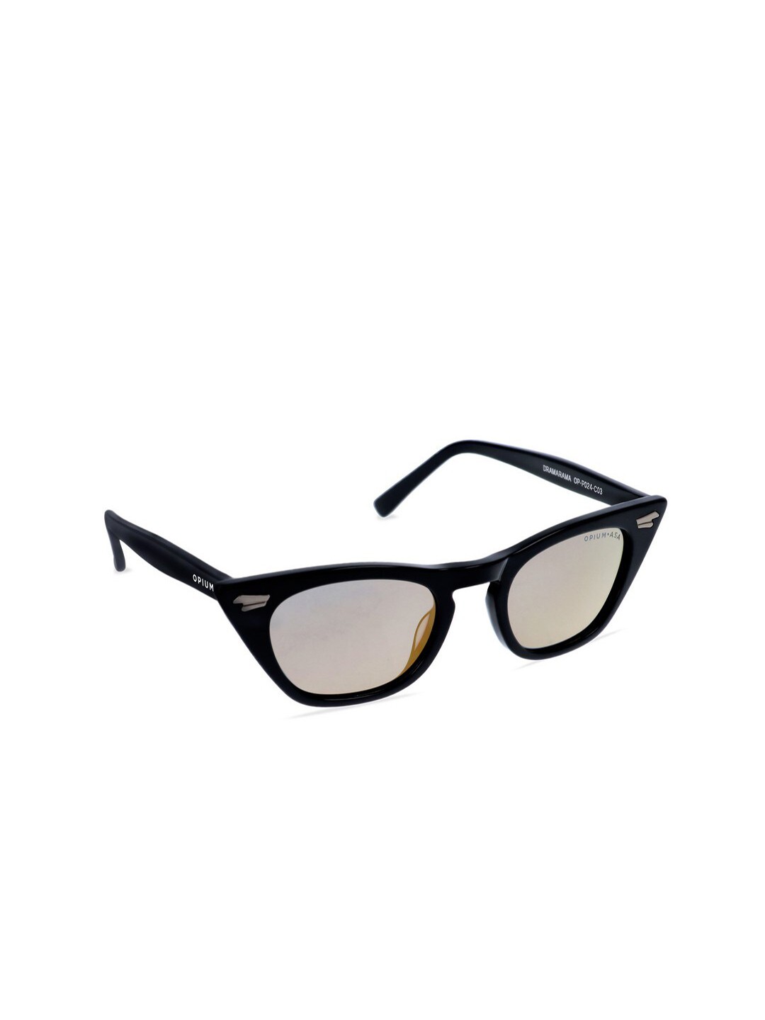 

OPIUM Women Mirrored Lens & Black Cateye Sunglasses With UV Protected Lens, Gold