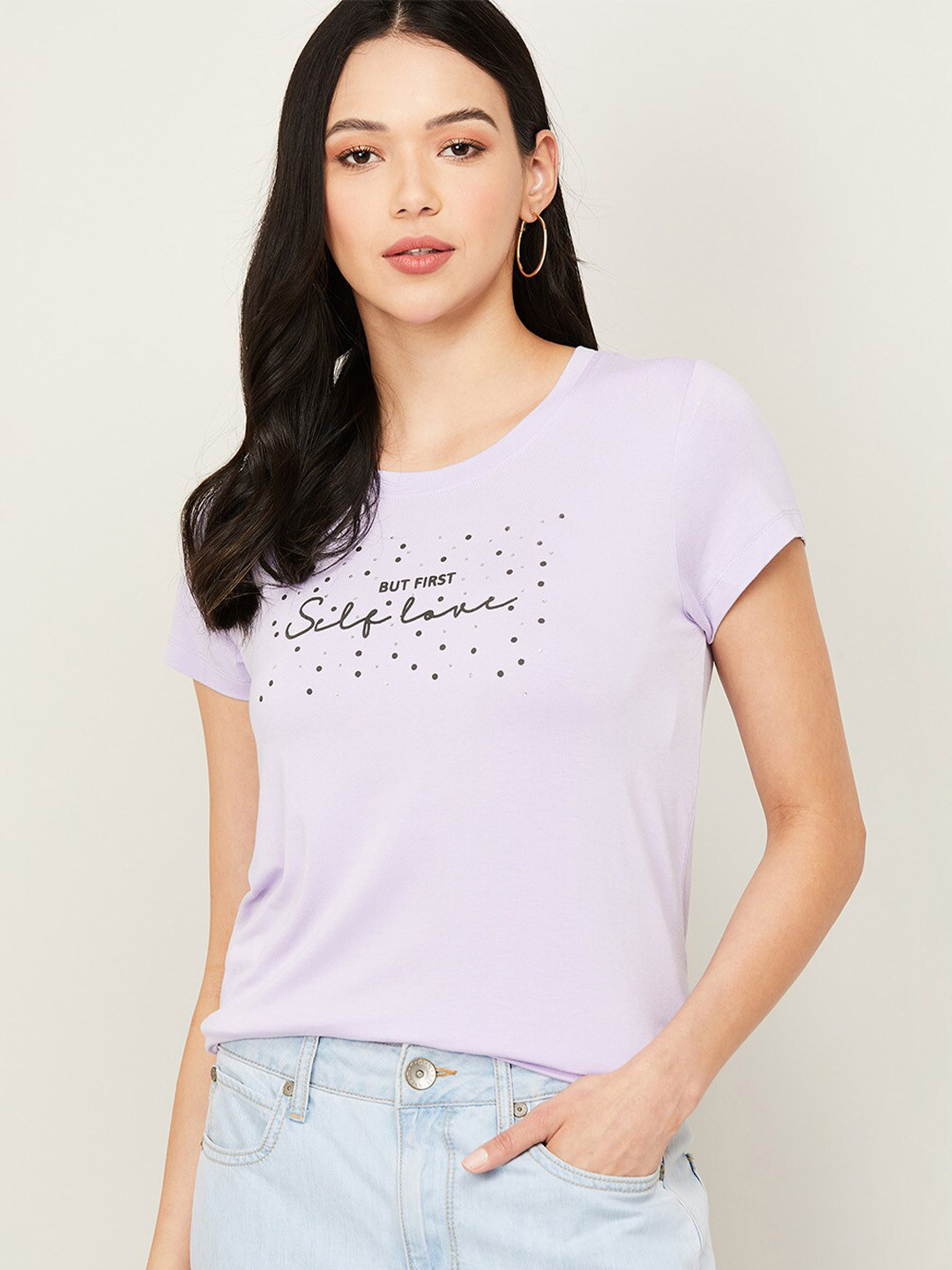 

Fame Forever by Lifestyle Purple Typography Printed Regular Top