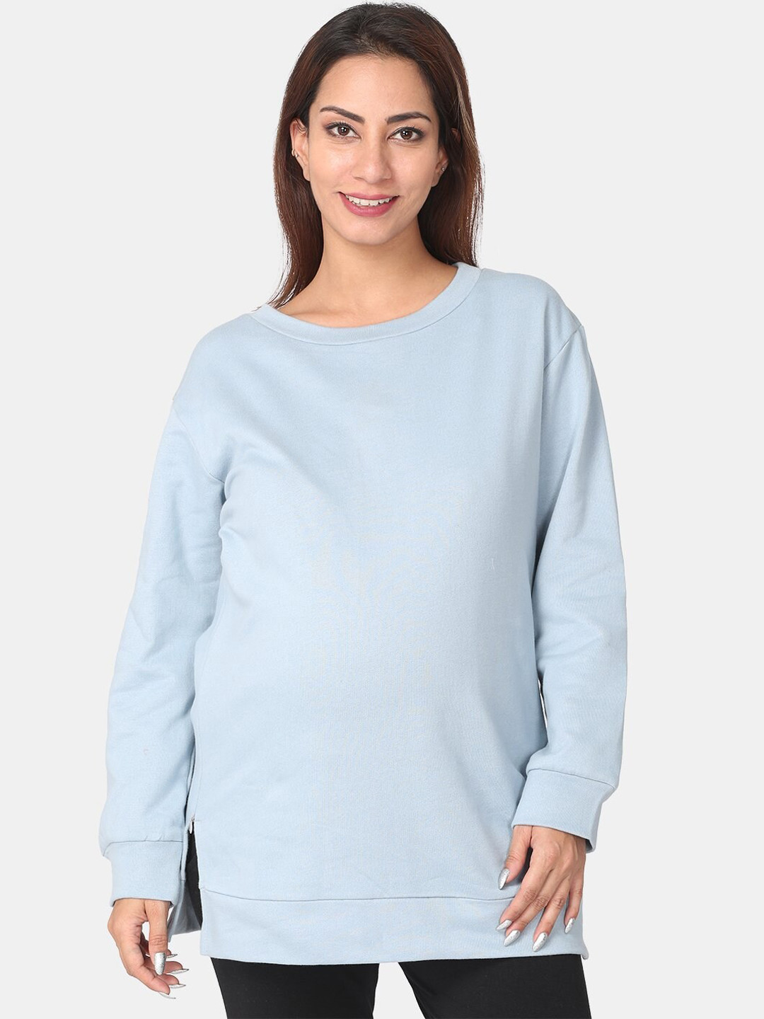 

The Mom Store Women Blue Maternity and Feeding Sweatshirt