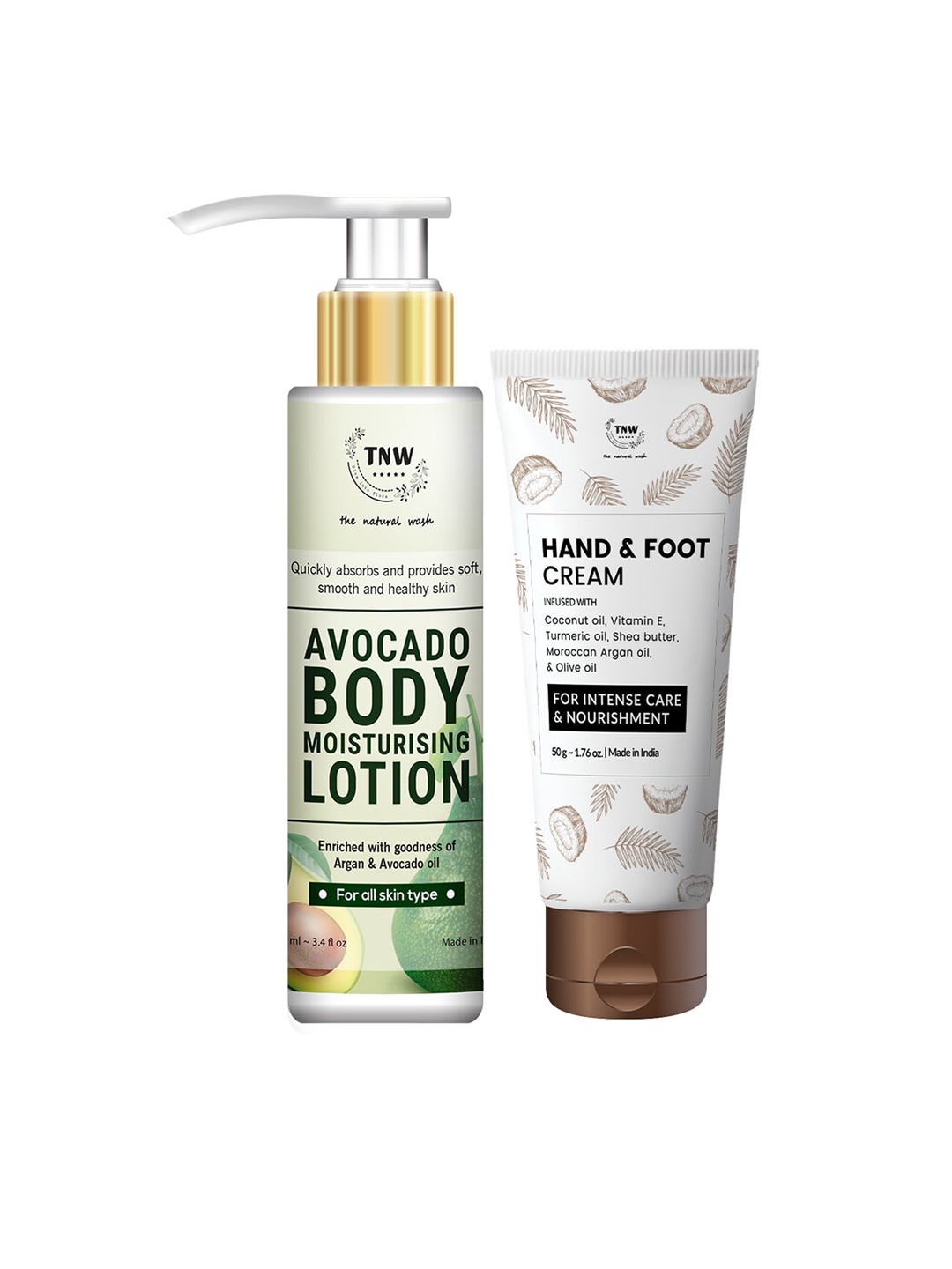 

TNW the natural wash Set of 2 Hand And Foot Cream & Avocado Body Lotion, White