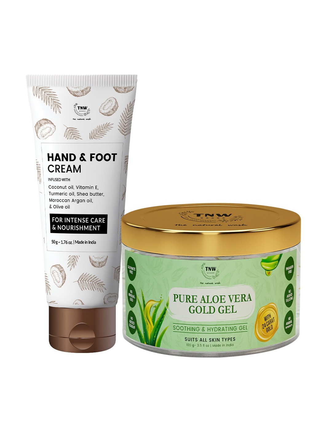 

TNW the natural wash Unisex Set Of Hand & Foot Cream With Pure Aloe Vera Gold Gel - 150 g, White