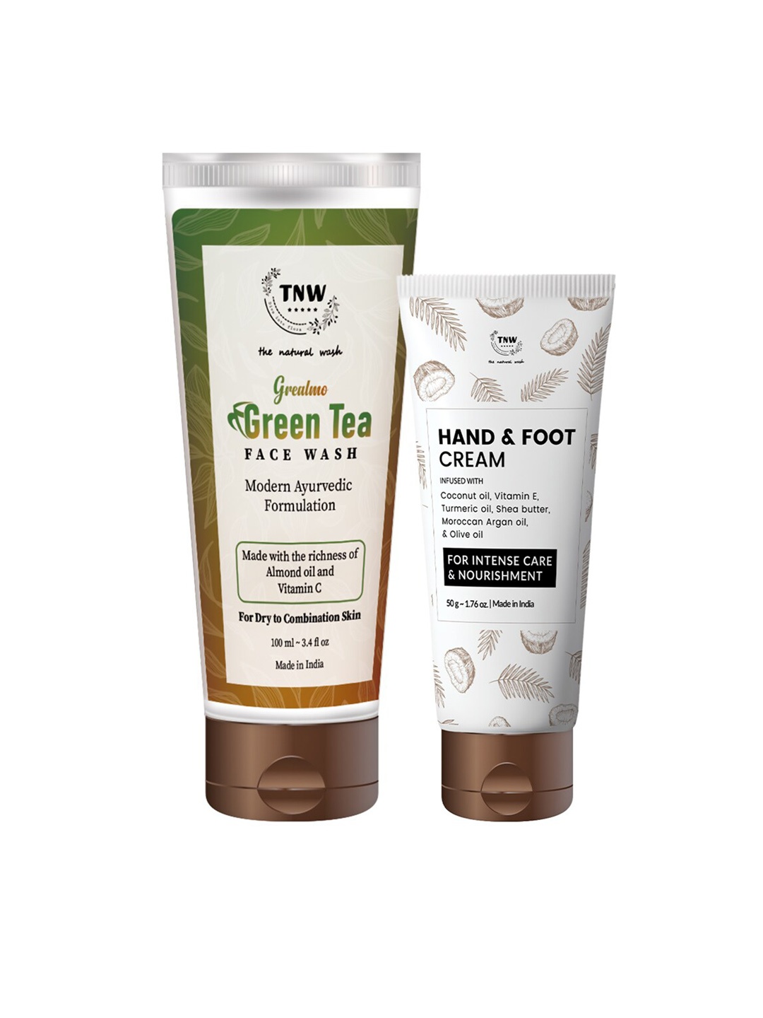 

TNW the natural wash Unisex Hand And Foot Cream & Green Tea Face Wash Pack, White