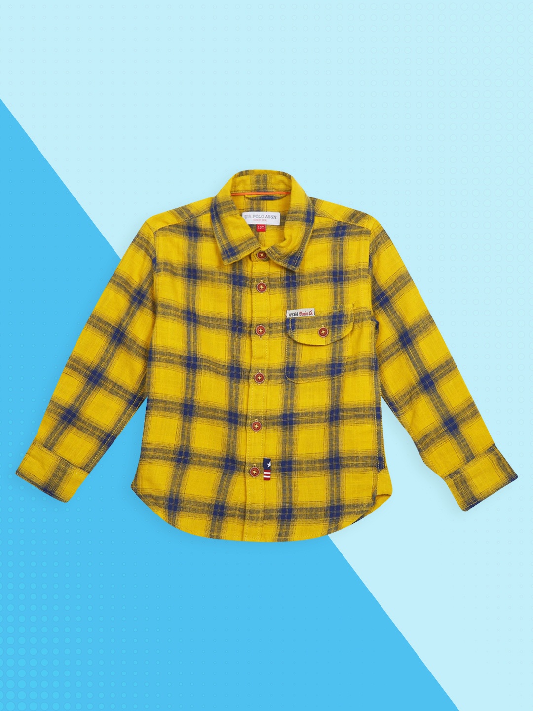 

U.S. Polo Assn. Kids Boys Yellow Tartan Checks Opaque Checked Casual Shirt