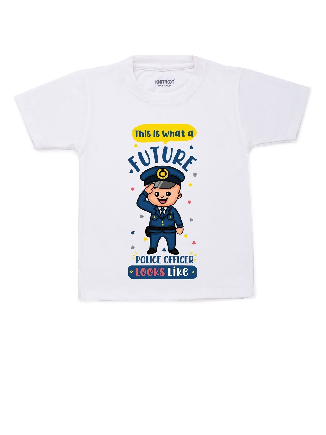 

KNITROOT Unisex Kids White Cotton Printed T-shirt