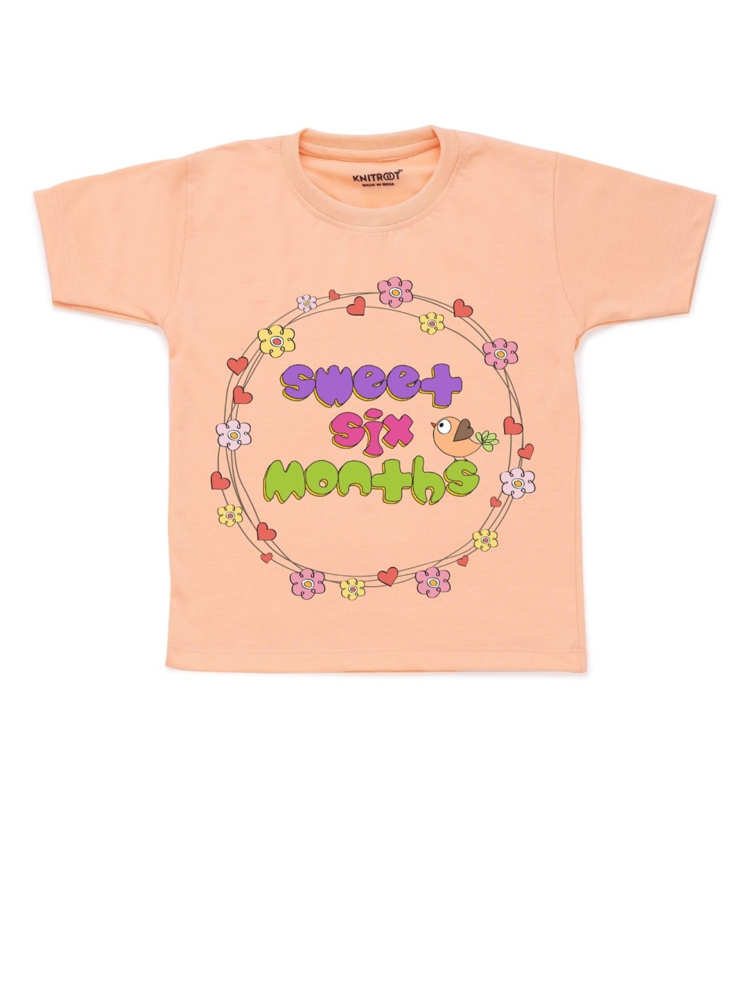 

KNITROOT Unisex Kids Peach-Coloured Printed T-shirt