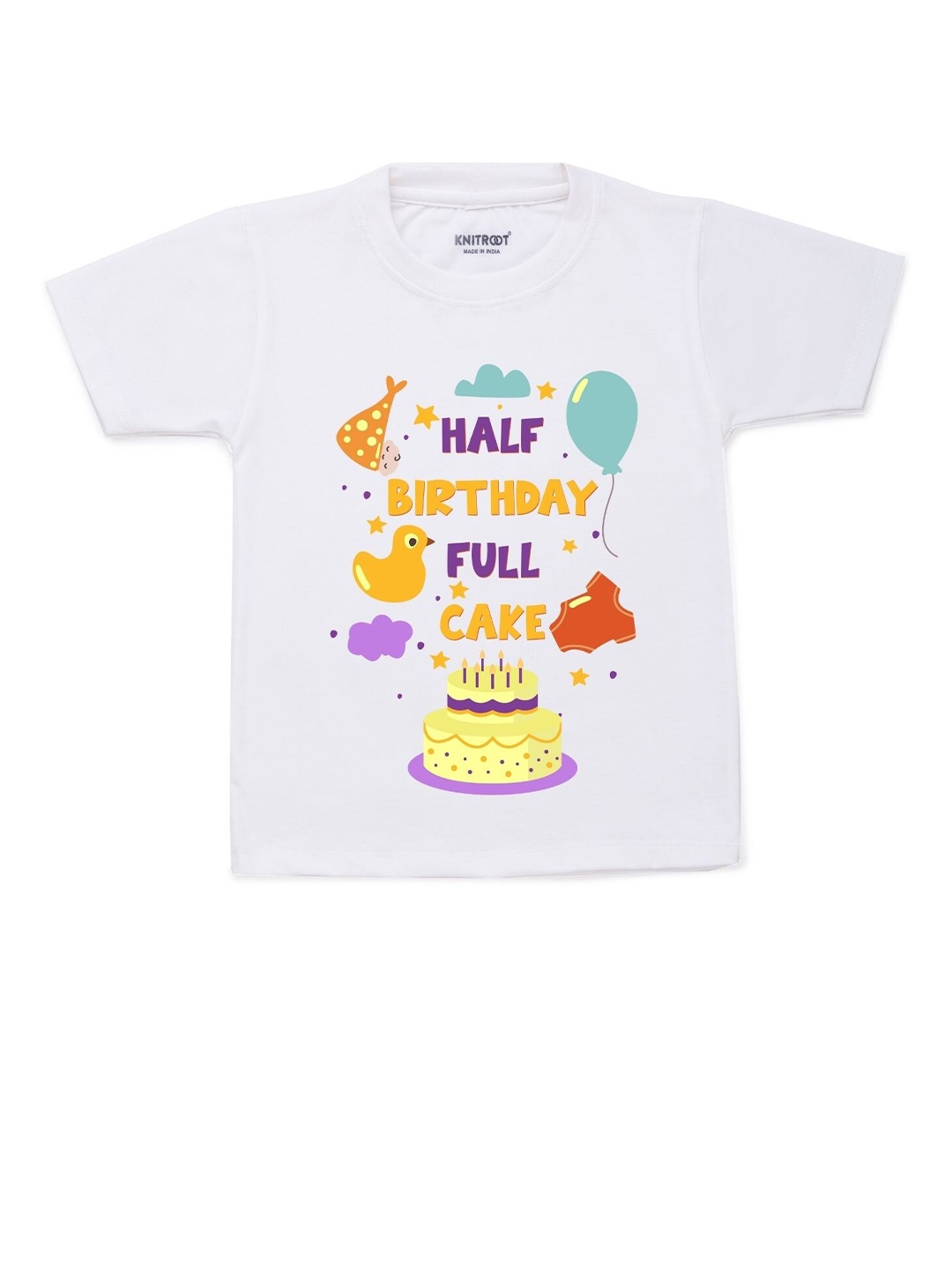 

KNITROOT Unisex Kids White & Yellow Typography Printed T-shirt