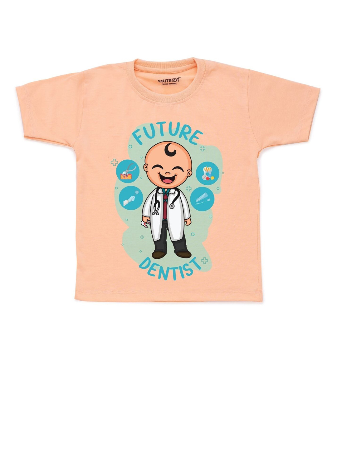 

KNITROOT Unisex Kids Peach-Coloured T-shirt