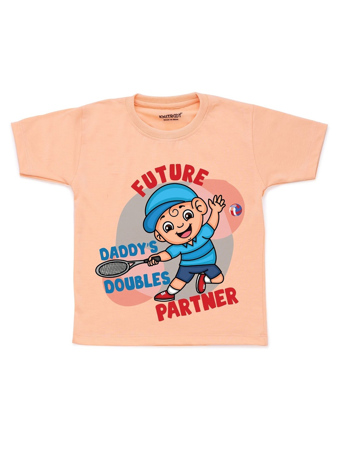 

KNITROOT Unisex Kids Peach-Coloured Graphic Printed T-shirt