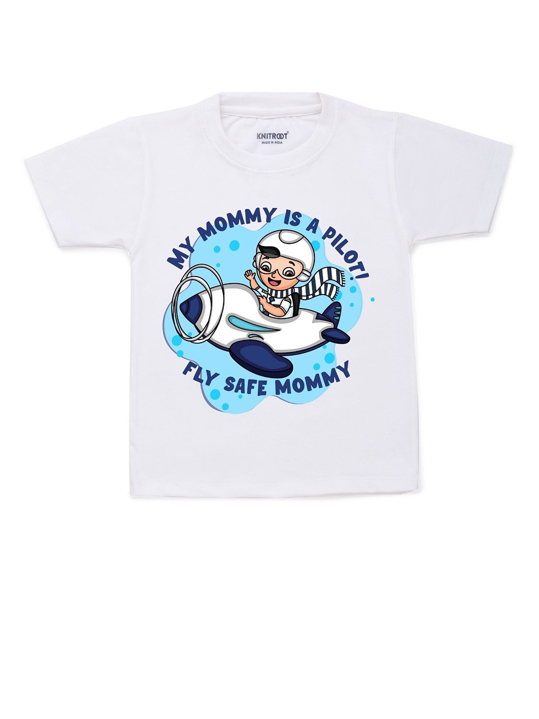 

KNITROOT Unisex Kids White & Blue Printed T-shirt