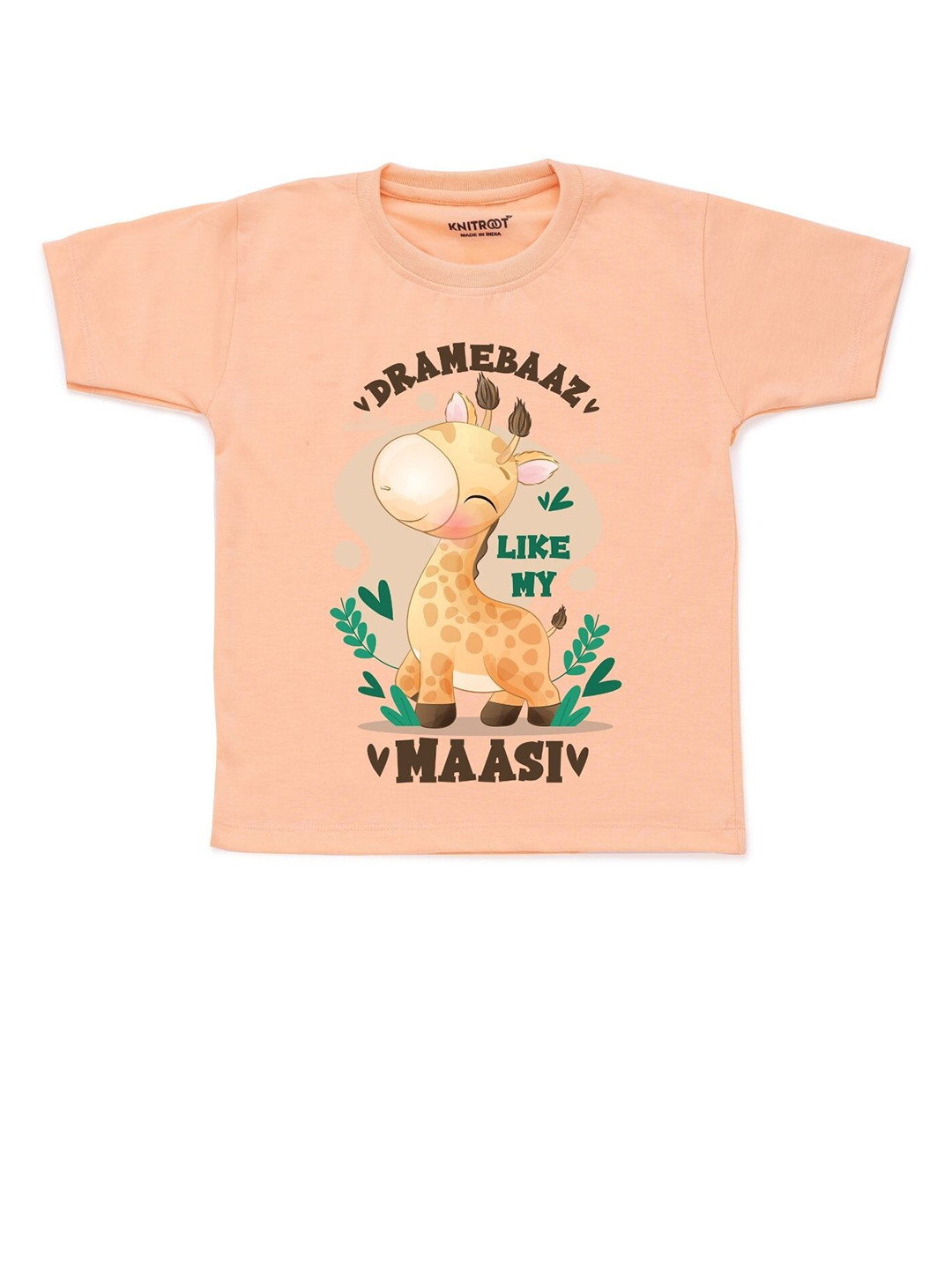 

KNITROOT Unisex Kids Peach-Coloured Printed T-shirt