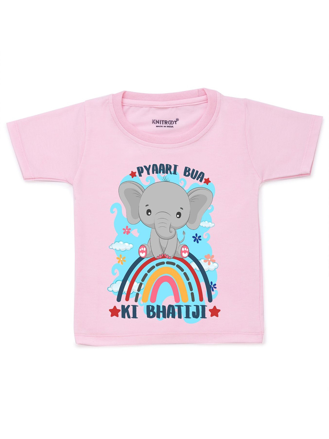 

KNITROOT Unisex Kids Pink & Blue Printed T-shirt