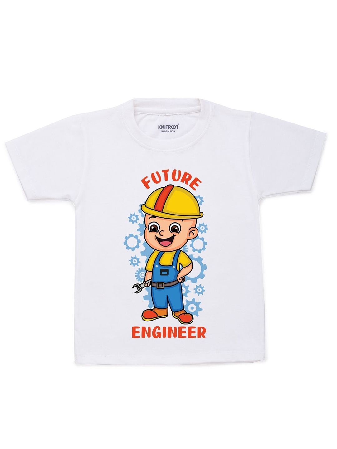 

KNITROOT Unisex Kids White & Blue Printed T-shirt
