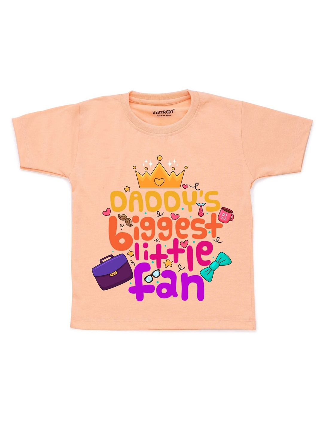 

KNITROOT Unisex Kids Peach-Coloured Typography Printed T-shirt