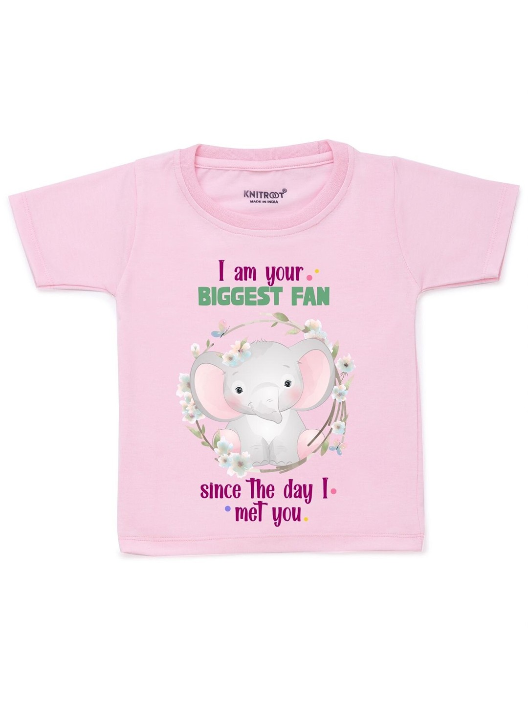 

KNITROOT Unisex Kids Cotton Pink Typography Printed T-Shirt