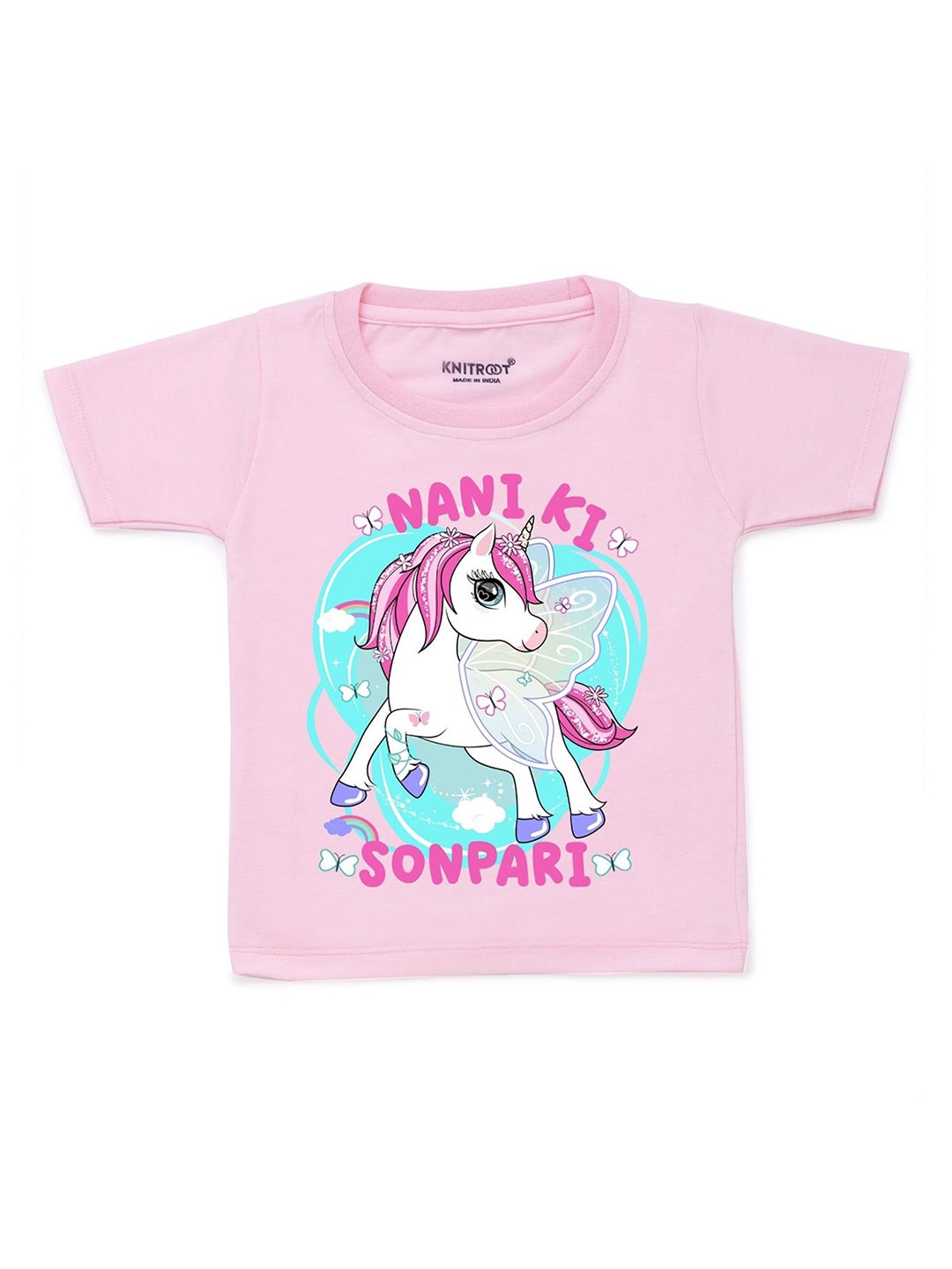 

KNITROOT Unisex Kids Pink Printed T-shirt