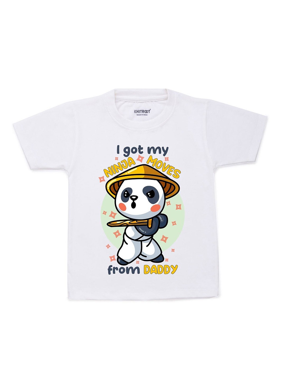

KNITROOT Unisex Kids White Moves From Daddy Printed T-shirt