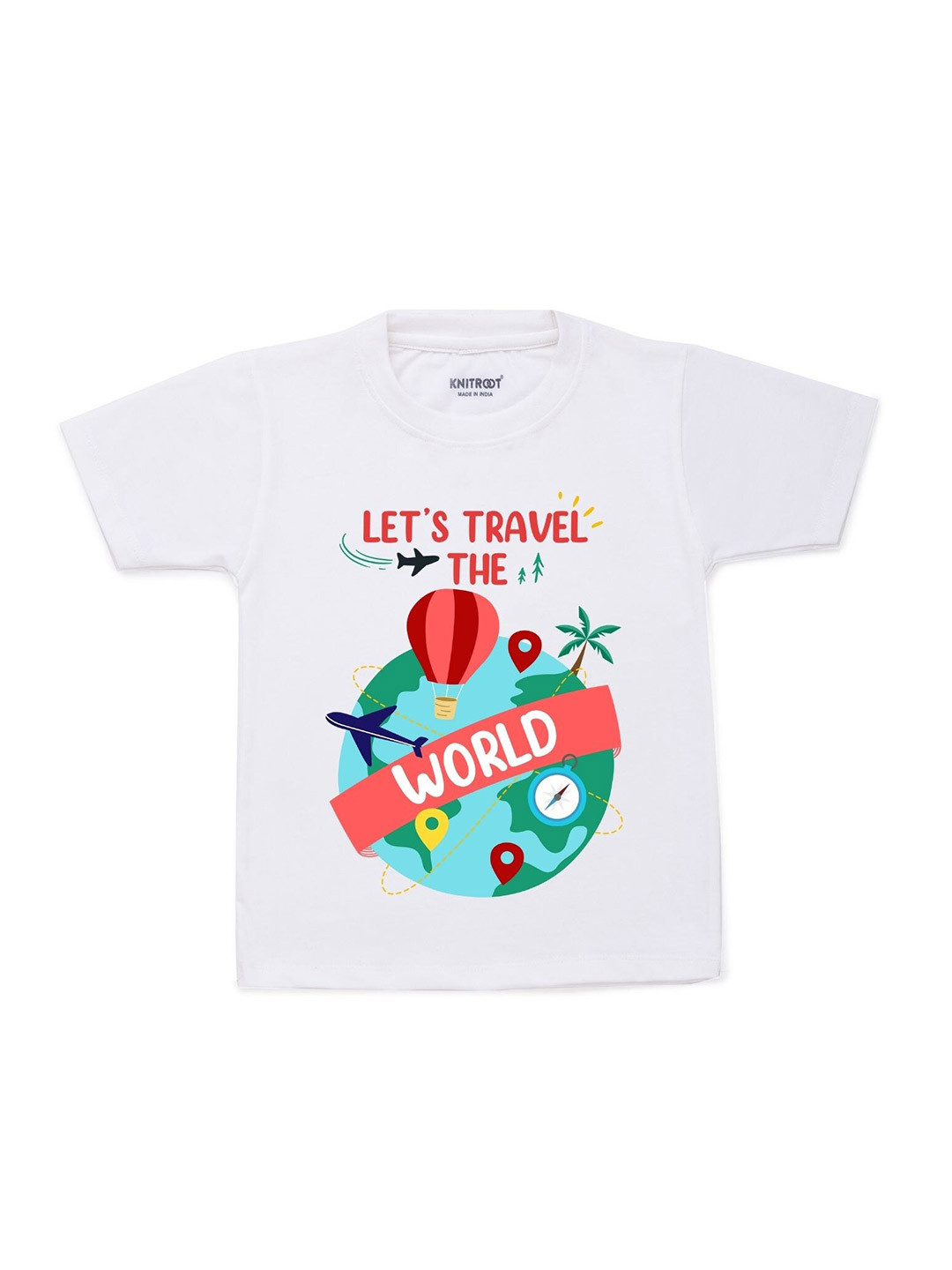 

KNITROOT Unisex Kids Cotton White Printed T-shirt