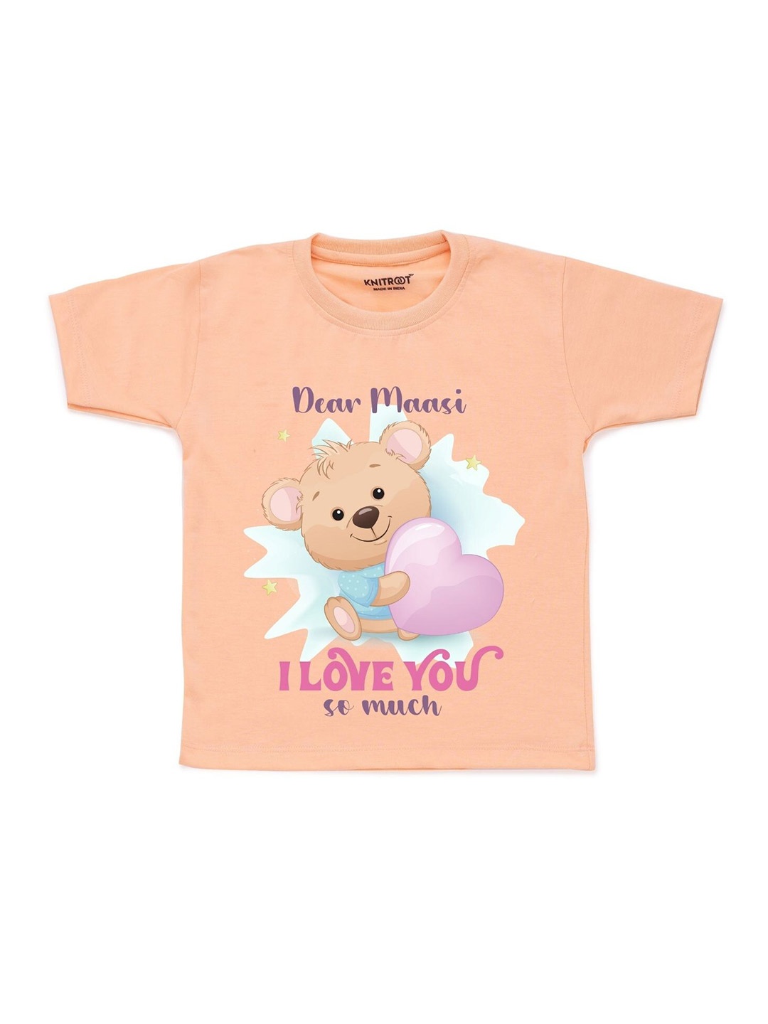 

KNITROOT Unisex Kids Peach-Coloured Printed T-shirt