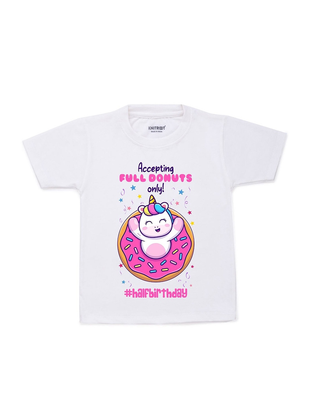

KNITROOT Unisex Kids White Printed T-shirt