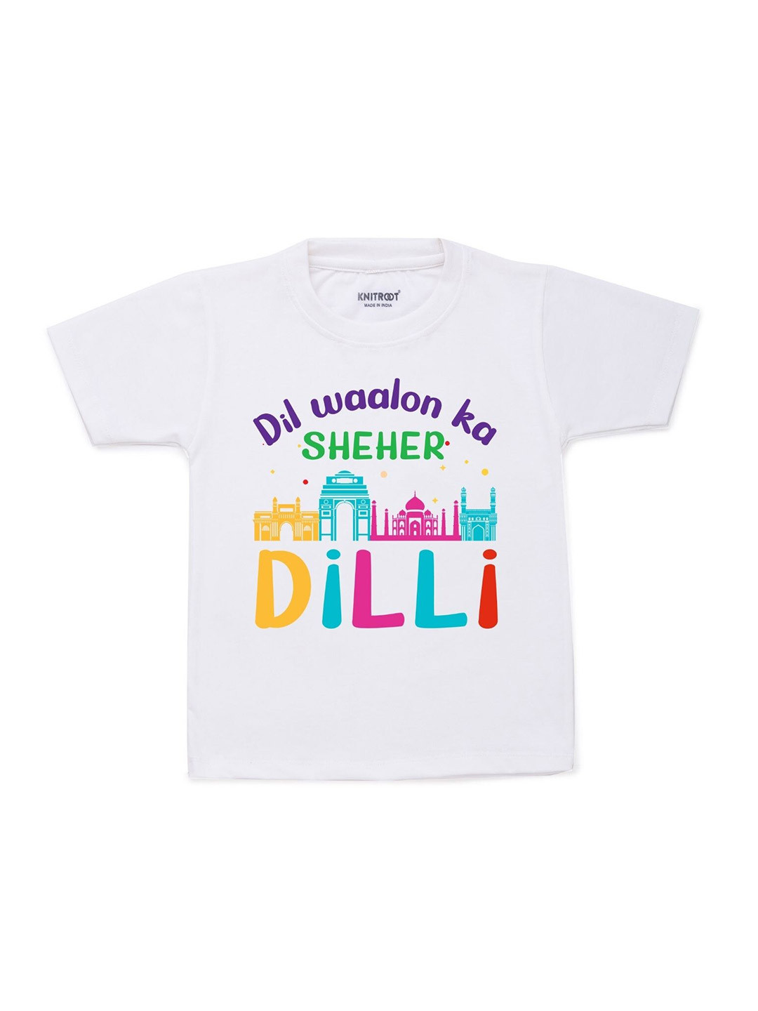 

KNITROOT Kids White Printed Cotton T-shirt