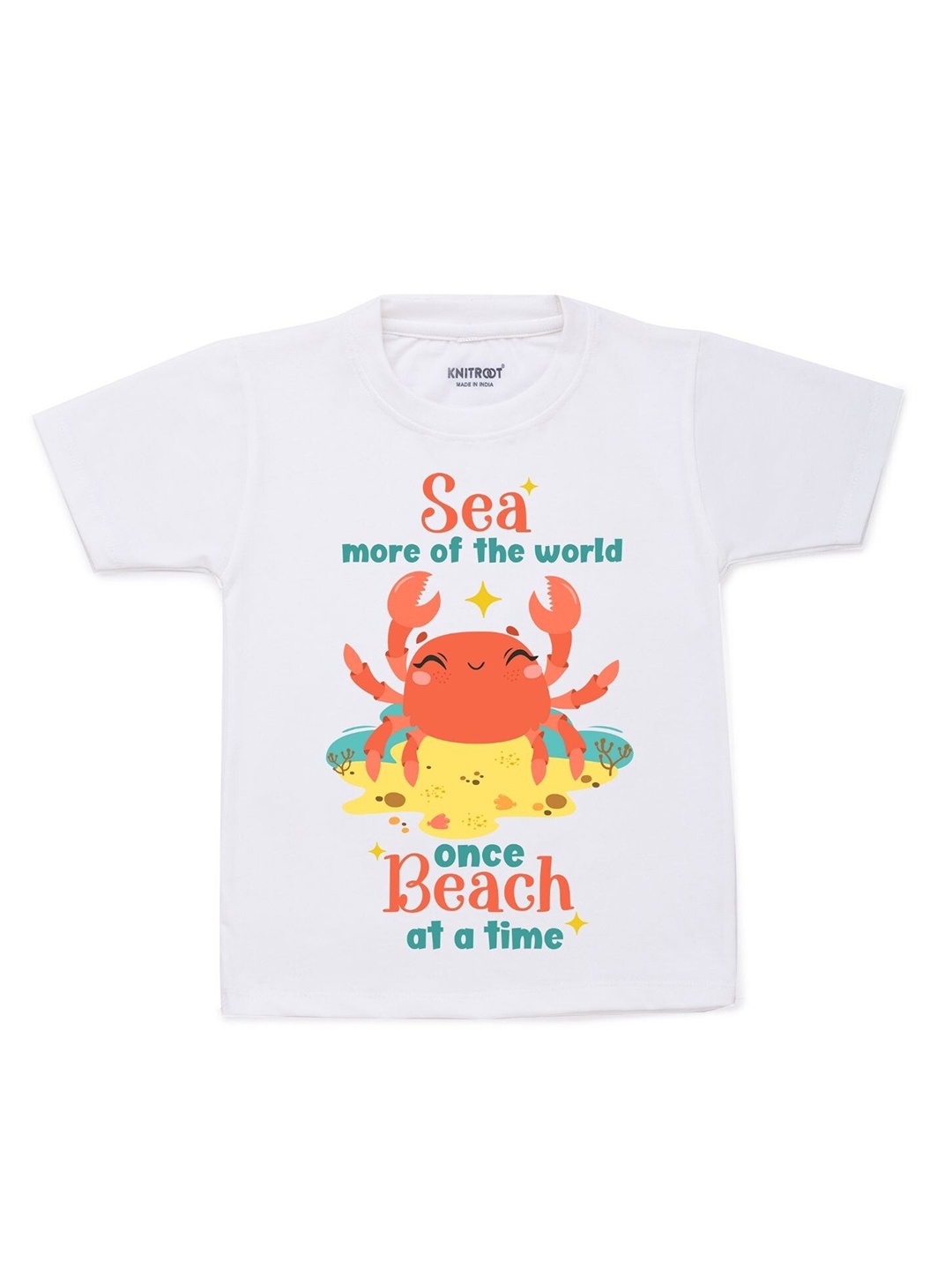 

KNITROOT Kids White & Orange Printed T-shirt
