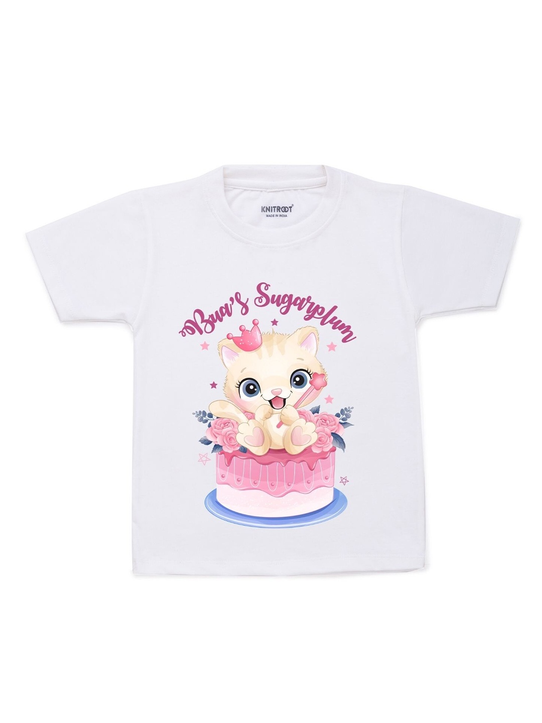 

KNITROOT Unisex Kids White Printed T-shirt