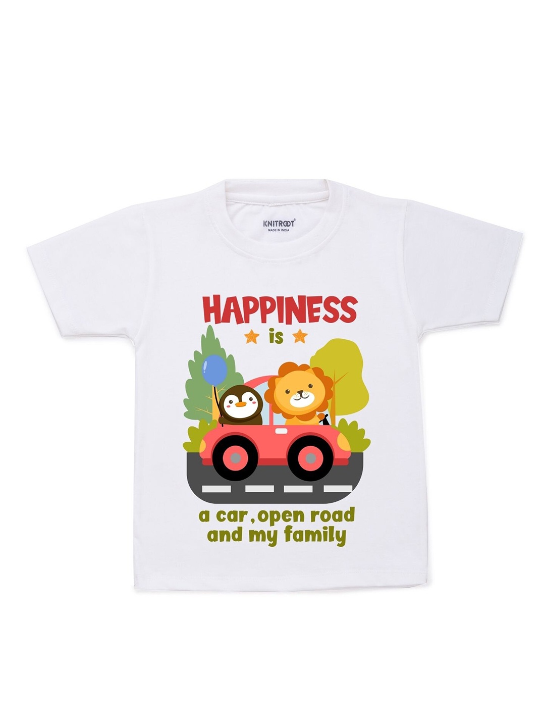 

KNITROOT Unisex Kids White Printed T-shirt