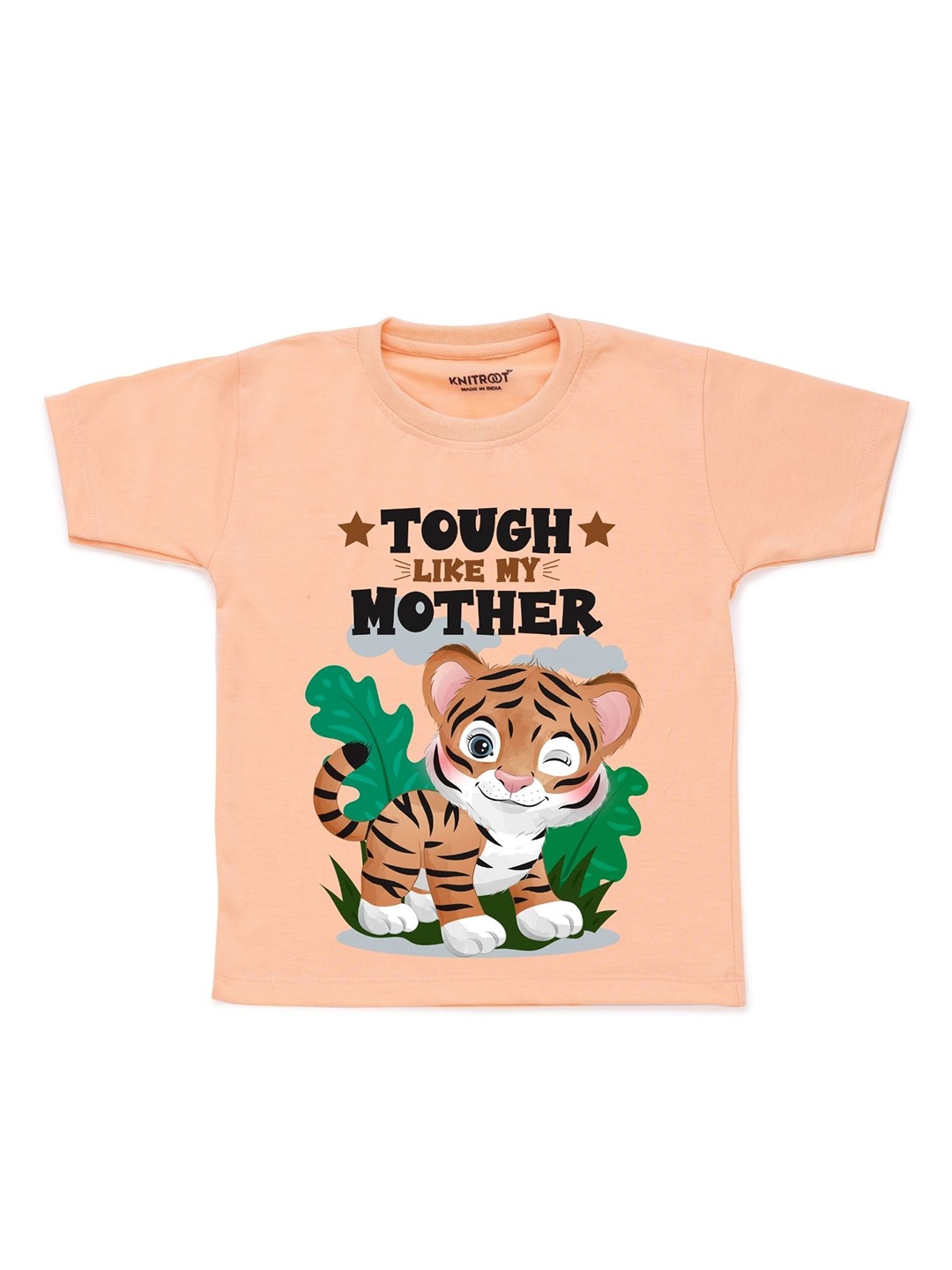 

KNITROOT Unisex Kids Peach-Coloured Printed T-shirt