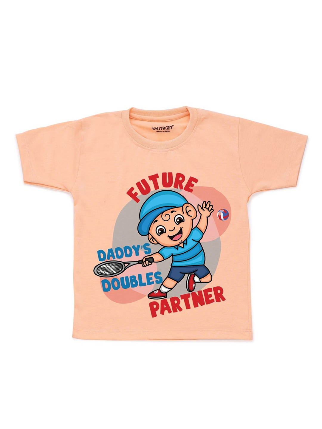 

KNITROOT Unisex Kids Peach-Coloured Printed T-shirt