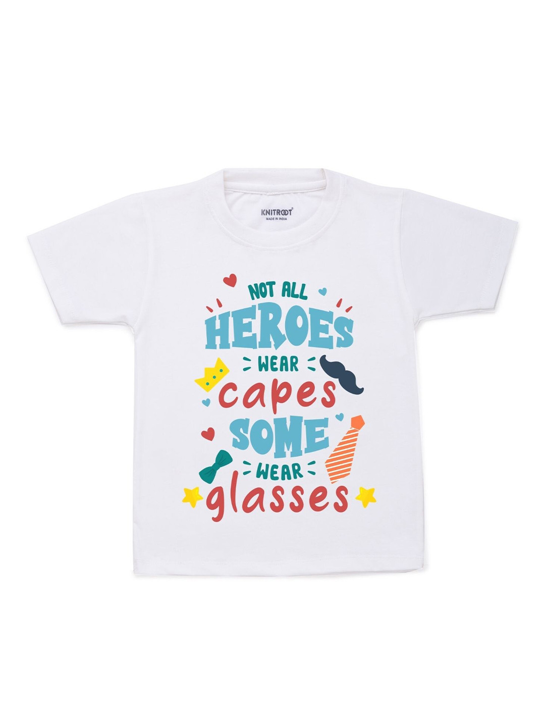 

KNITROOT Kids White & Turquoise Blue Printed T-shirt