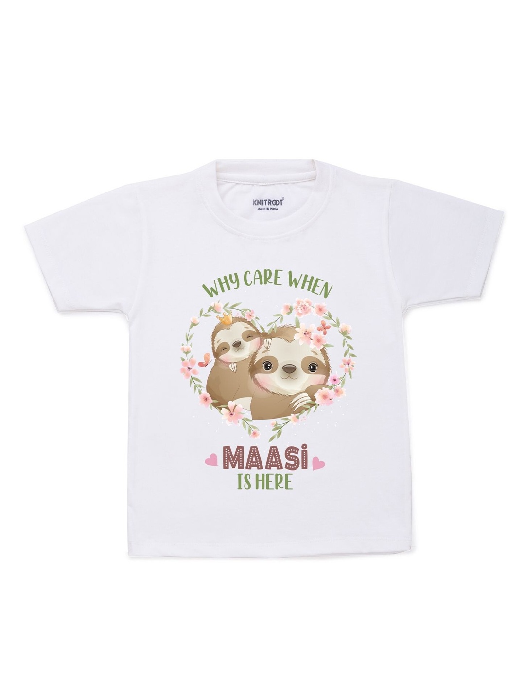 

KNITROOT Unisex Kids White & Brown Striped T-shirt