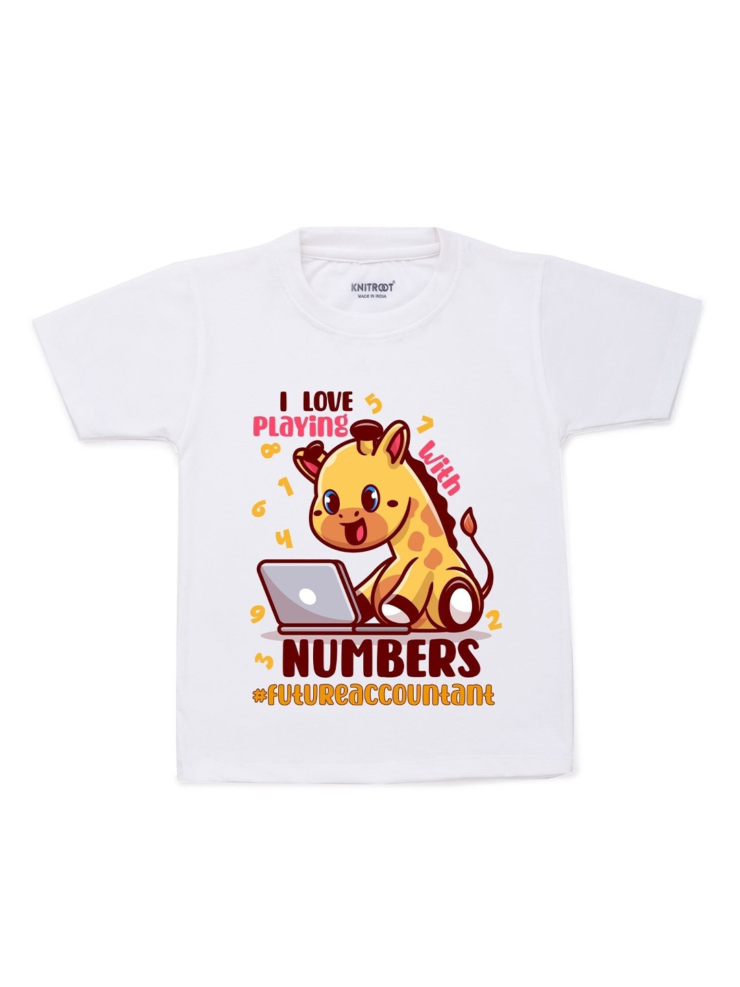 

KNITROOT Unisex Kids White & Yellow Printed Cotton T-shirt