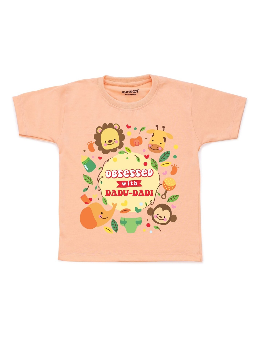 

KNITROOT Kids Peach-Coloured Printed T-shirt