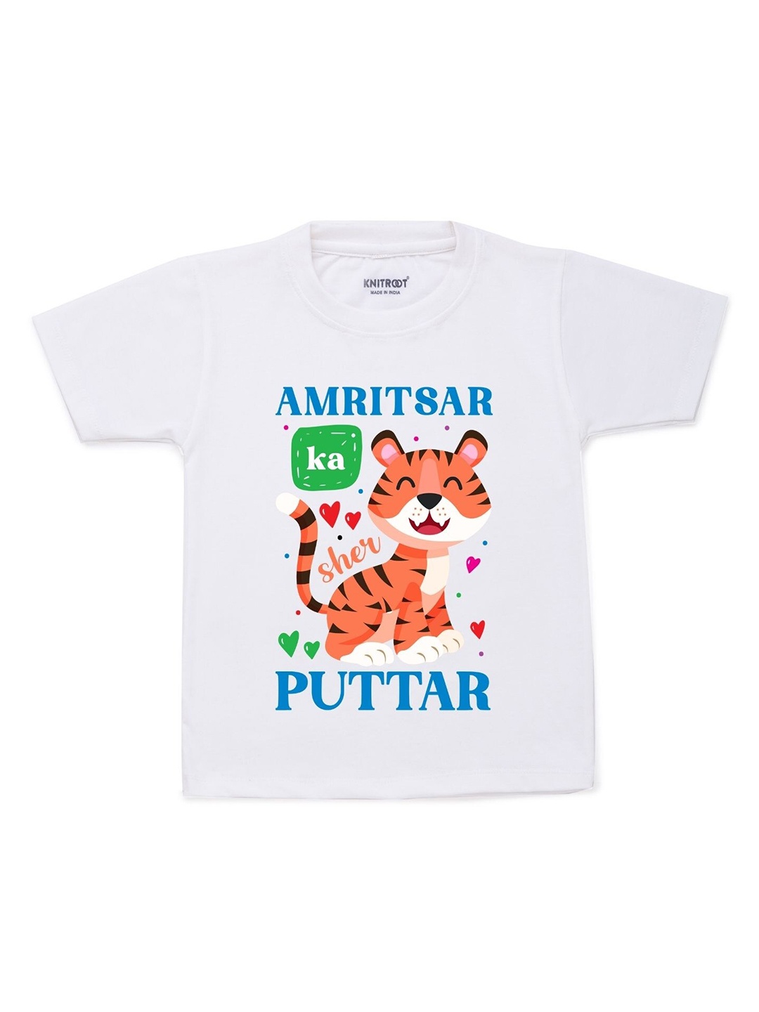 

KNITROOT Unisex Kids White & Brown Printed Cotton T-shirt