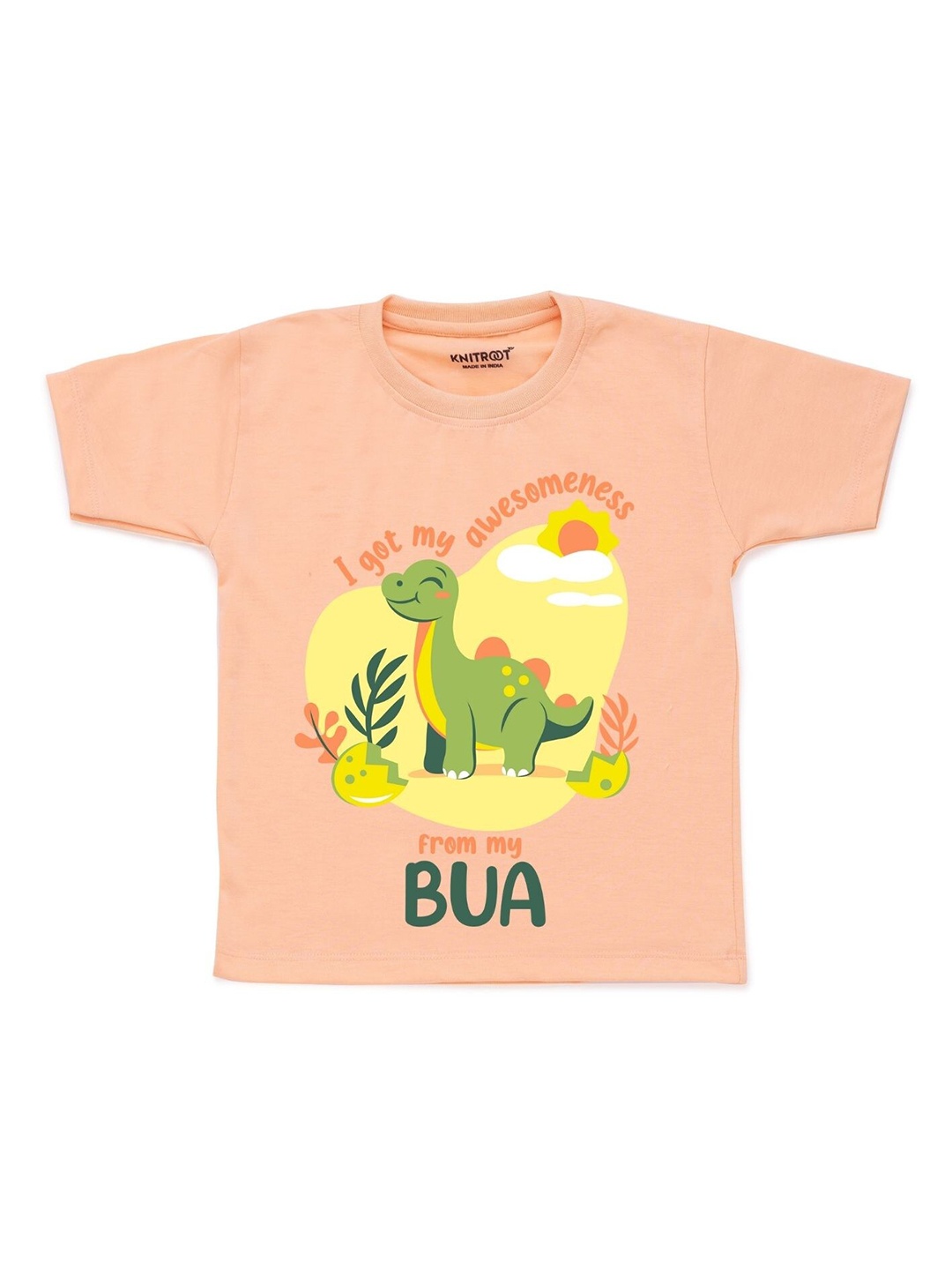 

KNITROOT Unisex Kids Peach-Coloured Printed T-shirt