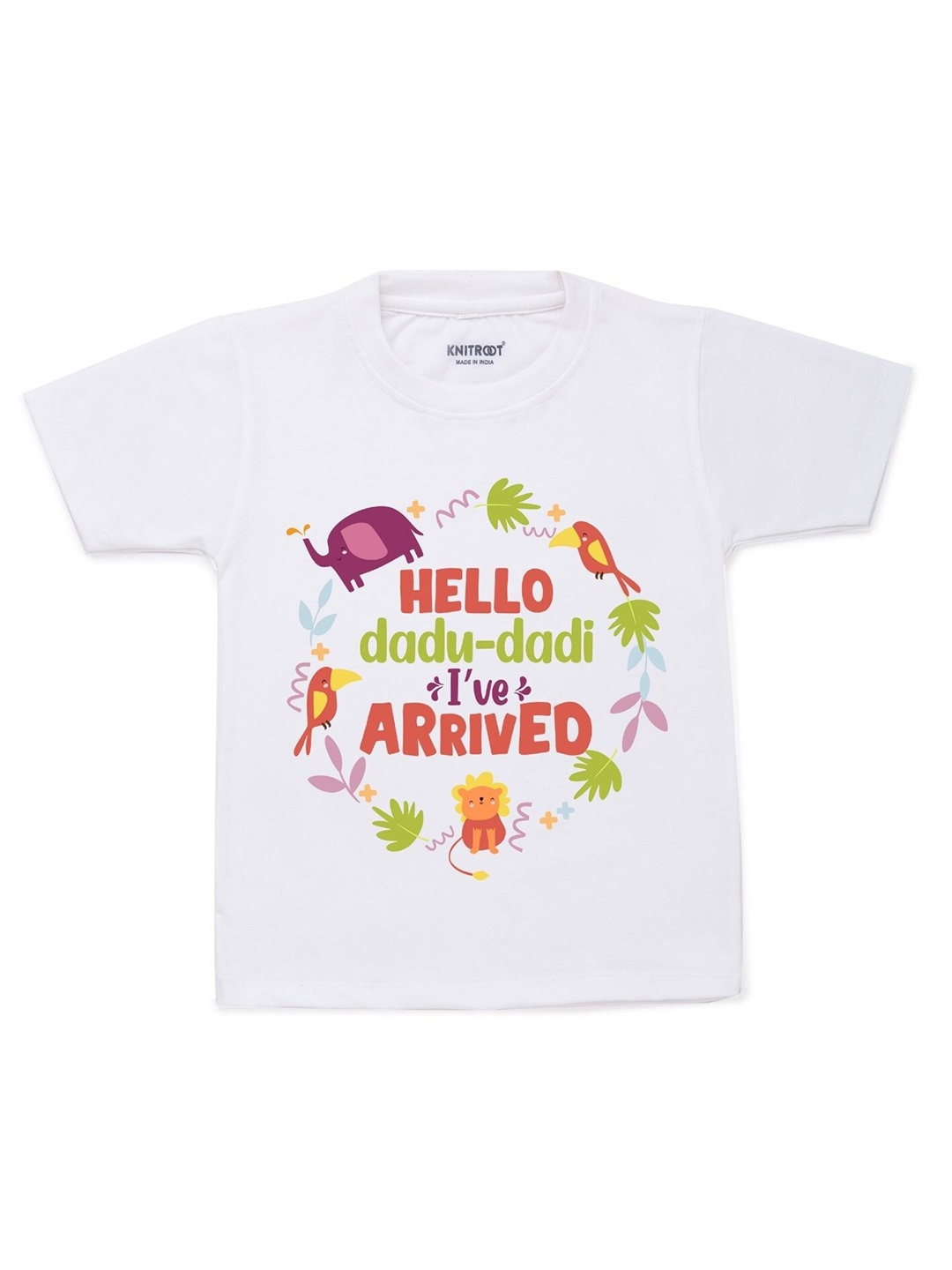 

KNITROOT Unisex Kids Pure Cotton White Printed T-Shirt