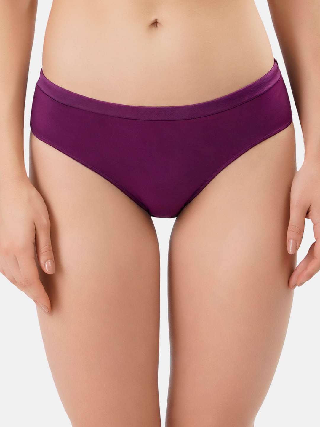 

Amante Women Solid Low Rise Satin Edge Bikini Brief - PAN10110, Purple