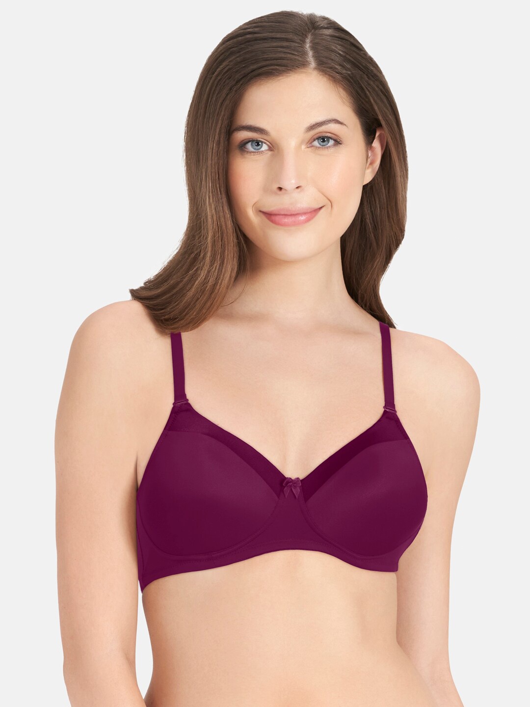 

Amante Solid Padded Wirefree Satin Edge T-Shirt Bra - BRA10116, Maroon