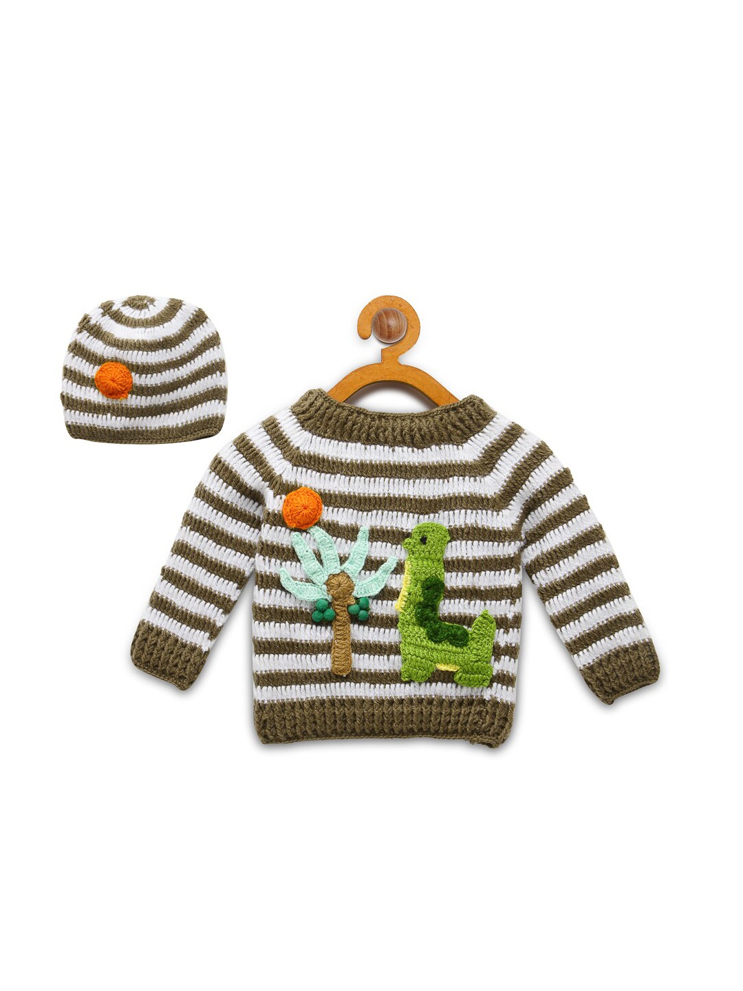 

CHUTPUT Kids Brown & White Striped Wool Pullover