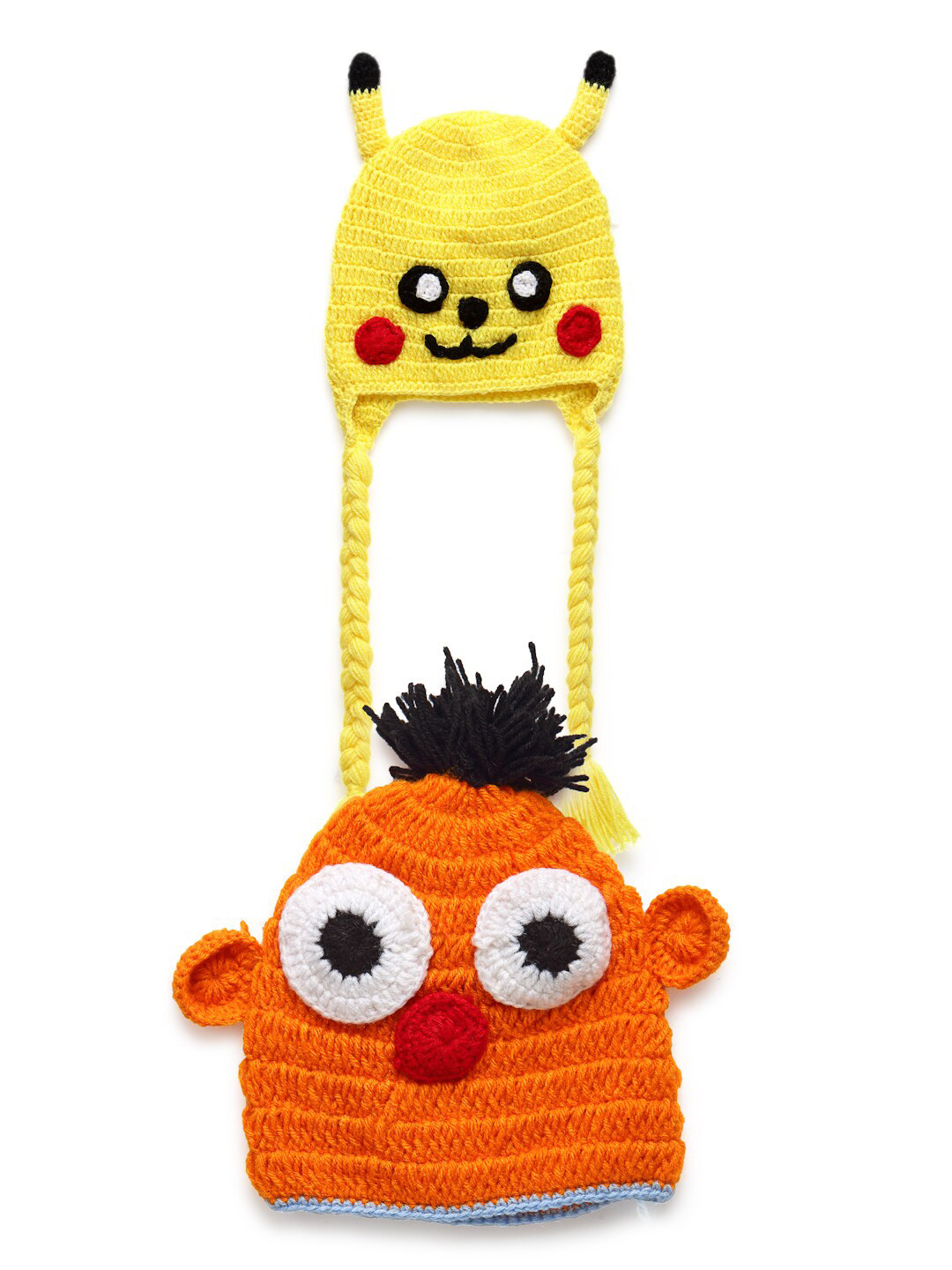 

CHUTPUT Kids 2 Yellow & Orange Woolen Beanie Caps