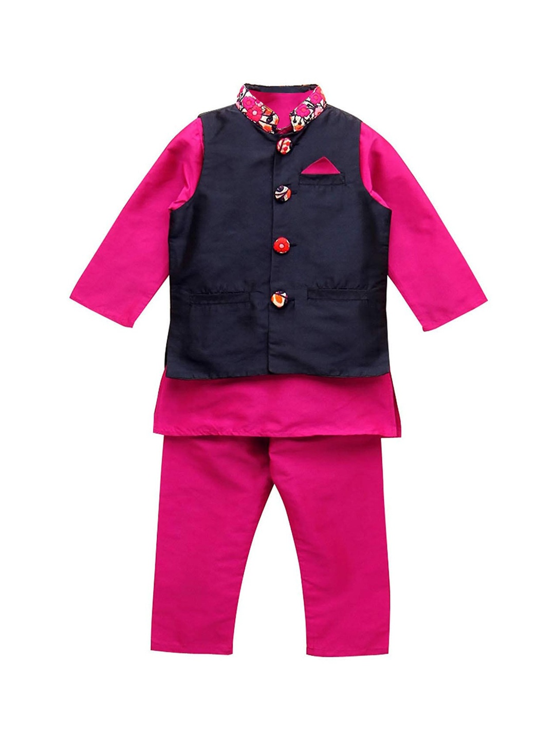 

A T U N Boys Pink Regular Kurta with Pyjamas & Nehru Jacket