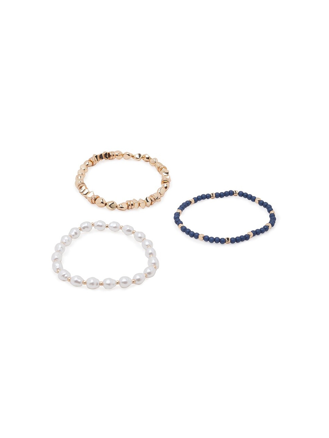 

Lilly & sparkle Women Set Of 3 Gold-Toned & Blue Gold-Plated Elasticated Bracelet