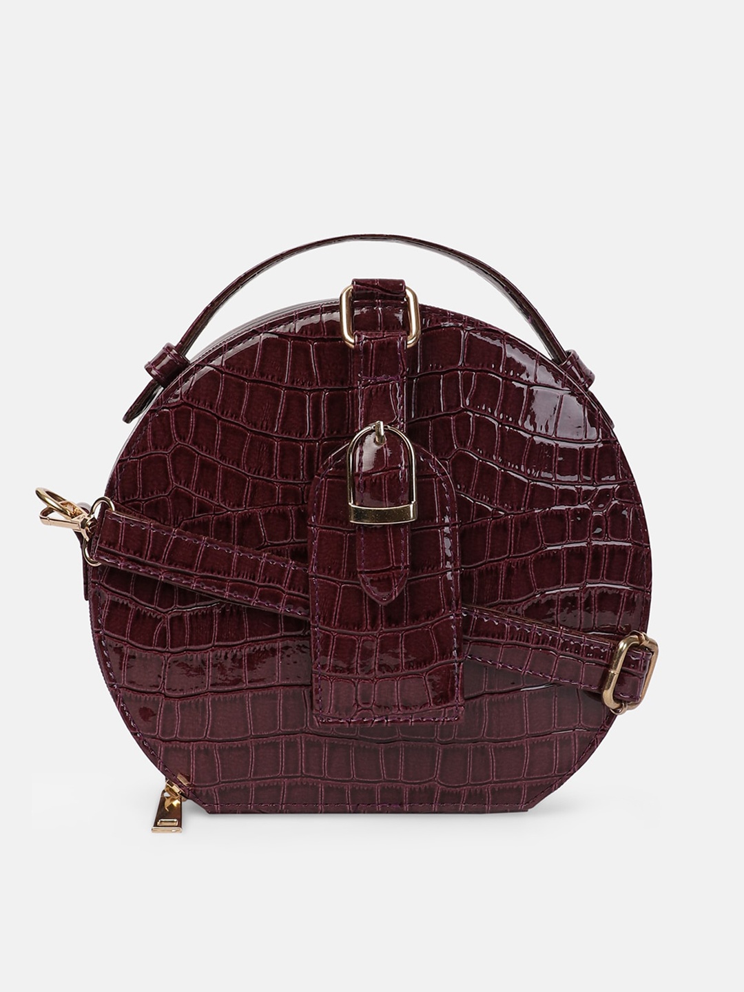 

Bagsy Malone Burgundy Textured PU Half Moon Sling Bag