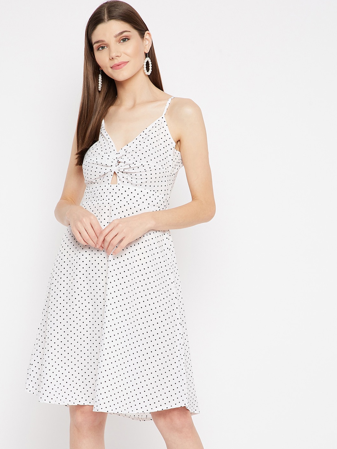 

U&F White Printed Crepe Dress